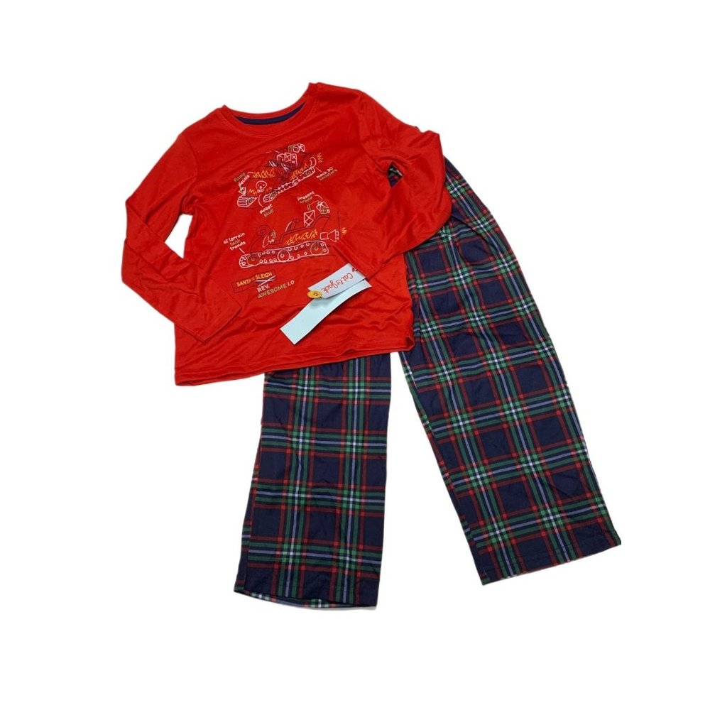 NWT Cat & Jack Boys Christmas Santa Sleigh Pajama Set Size 6/7